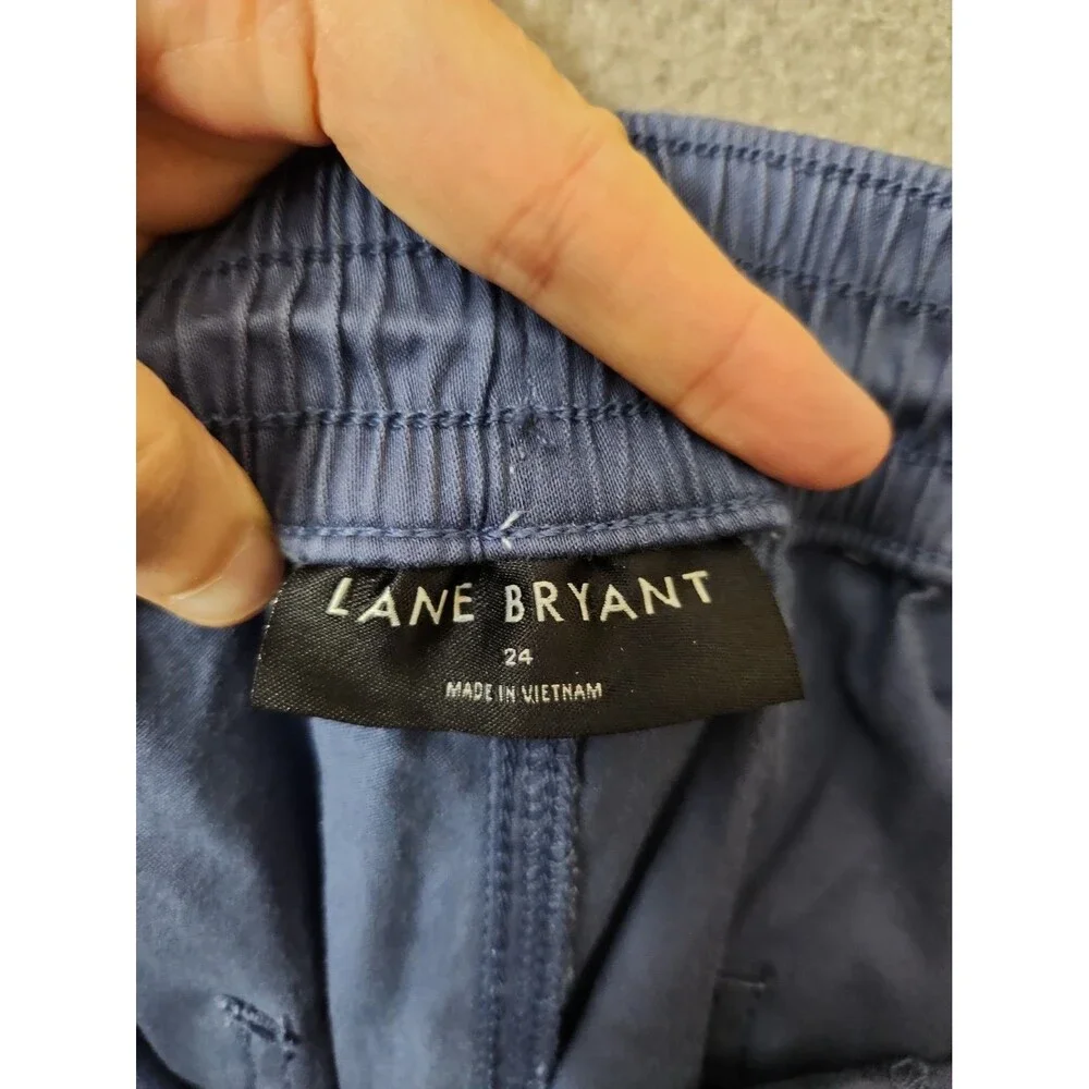 Lane Bryant Pull-On Super-Soft Straight Leg Chino Pants Women 24 Sateen Blue NEW